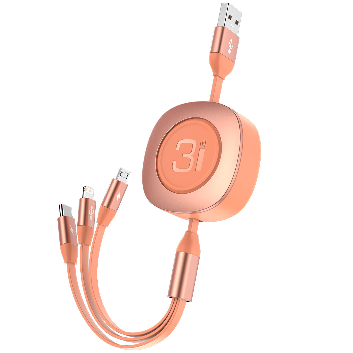 ROCK Retractable 3 in 1 Charge Cable For iPhone Samsung Huawei Xiaomi Adjustable Micro USB Type C Portable Phone Data Cable