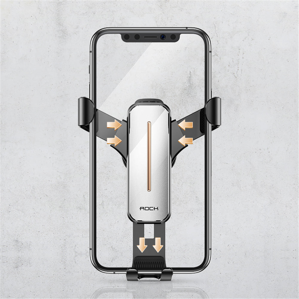 ROCK Metal Gravity Car Holder For Phone Air Vent Clip Mount Stand No Magnetic Mobile Phone Holder GPS Stand for iPhone 11 Pro Xs Good Designed Car Mount---By Rock