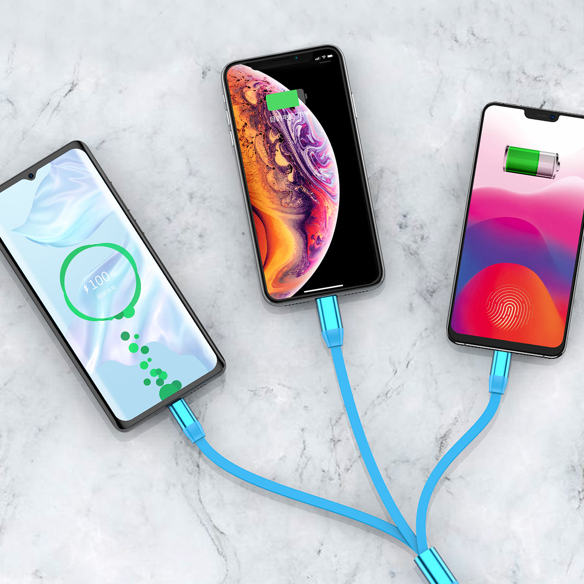 Ladis'Benefit Retractable 3 in 1 Colorful Charge & Sync Cable