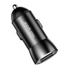 ROCK All Metal Dual USB 4.8A Car Charger For iPhone Xs max/XR/x/7/6s QC 3.0 Mini Car Charger Adapter for Note 9/Galaxy S10/S9/S8 Dual-port power station Car charge--By ROCK