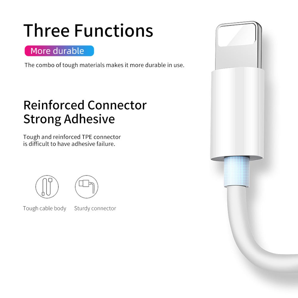ROCK 2 pcs USB Cable for iPhone 11Pro  Max X Xs 2.4A Fast Charging USB Charger Data Cable for iPhone Cable SE 8 7 6 Charge Cord