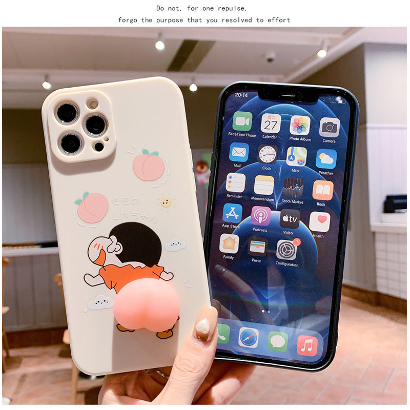 Japan Anime Cartoon Soft Silicone Protector Cover Crayon Shin-chan Cute Funny Peach Hip Phone Case for iPhone 12 Pro 7 Plus 8 Plus X XR Xs Max 11 Pro Max