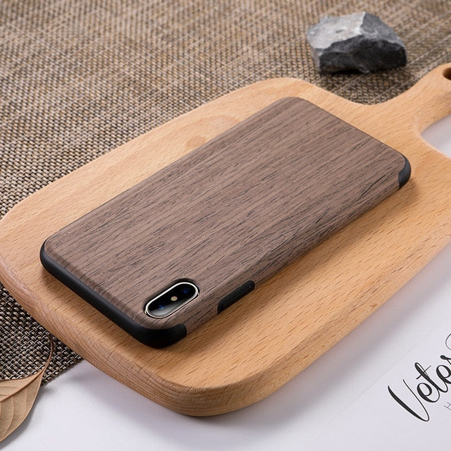 ROCK Brand Wood Phone Case for iPhone 7 8 Plus SE 2 Hybrid Soft TPU Silicone Back Cover Case for iPhone X XS MAX XR Coque