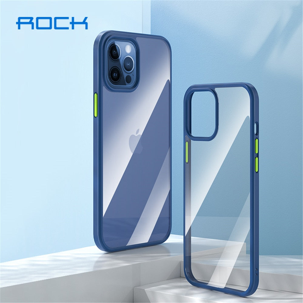 ROCK Transparent Bumper Case for iPhone 12 Pro Max Cover Ultra Hybrid Hard Clear Back Panel Soft Bumper Case for iPhone 12 Mini