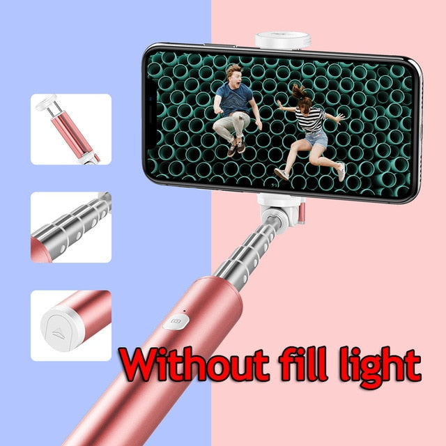 ROCK Universal Bluetoot Selfie Stick Foldable Mini Extendable fill light Selfie Stick For iPhone XS Samsung note 9 Xiaomi mix 3