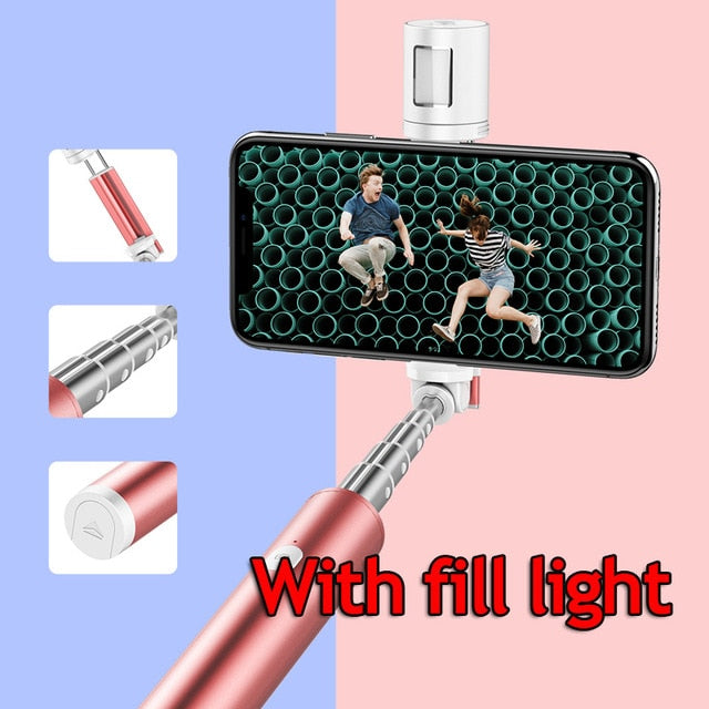 ROCK Universal Bluetoot Selfie Stick Foldable Mini Extendable fill light Selfie Stick For iPhone XS Samsung note 9 Xiaomi mix 3