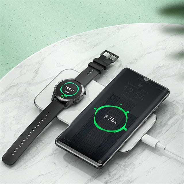 ROCK 2 in 1 Wireless Charger 15W Fast Charger for iPhone 12 Pro Max Charger Dock for Huawei Watch GT/GT2  Wireless Charge Stand