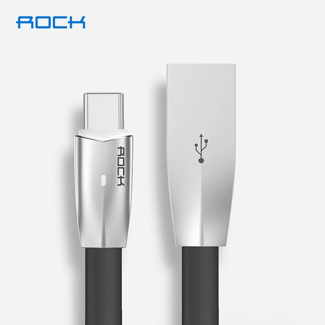 ROCK Alloy USB C Cable Type C Flat Cable 1.2m Fast Charging Sync Data Cord Charge Cable For Samsung S20 S9 Xiaomi Mi 10 Redmi