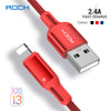ROCK USB Cable for iPhone SE 11 Xs Max Xr X 8 7 6Plus 6s 5s iPad Mini 5 Fast Charging Cables for iPad Air 3 2.4A Data Cord Cable