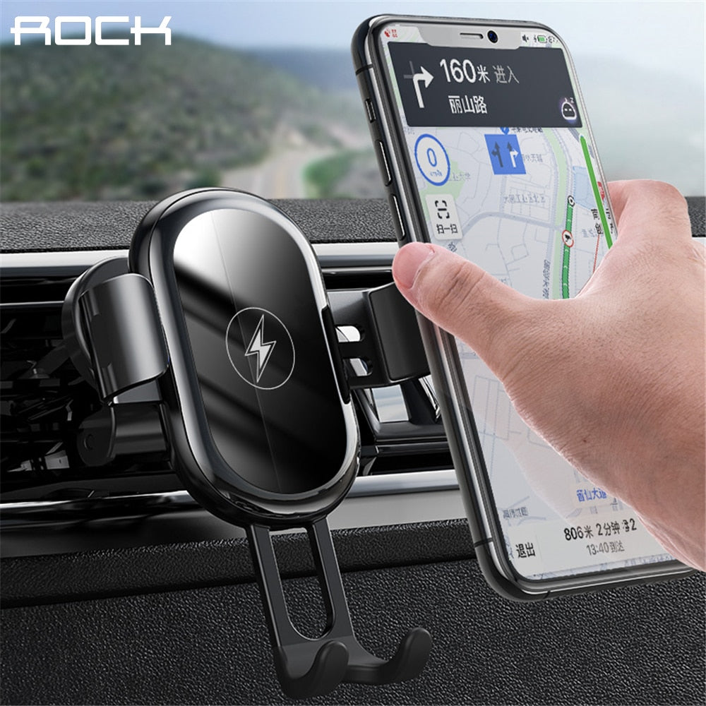 ROCK 15W Qi Wireless Charger Car Holder for iPhone 11 Pro Samsung Xiaomi Intelligent Infrared Air Vent Mount Car Phone Holder