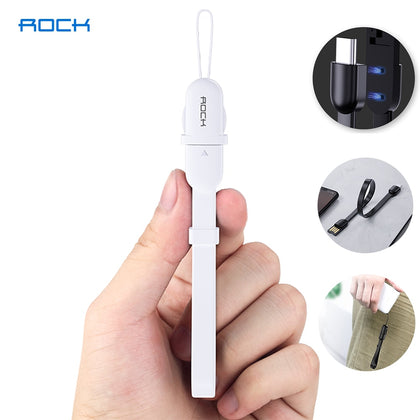 ROCK Short USB Charge Data Cable Lighting For iphone XS XR X 8 7 6 6S 5S 5C 5 Plus For iPad Mini Charging Cord Power Bank 0.14M