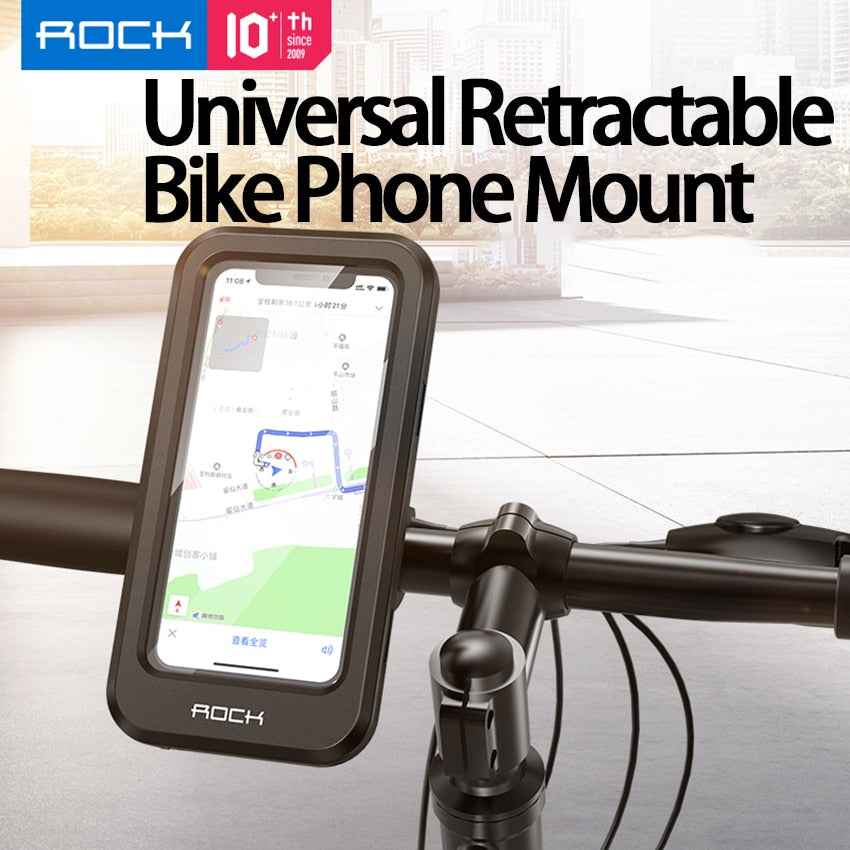 ROCK Motorcycle Phone Mount Waterproof Bike Phone Holder Universal Magnetic Dustproof Retractable Adjustable Metal